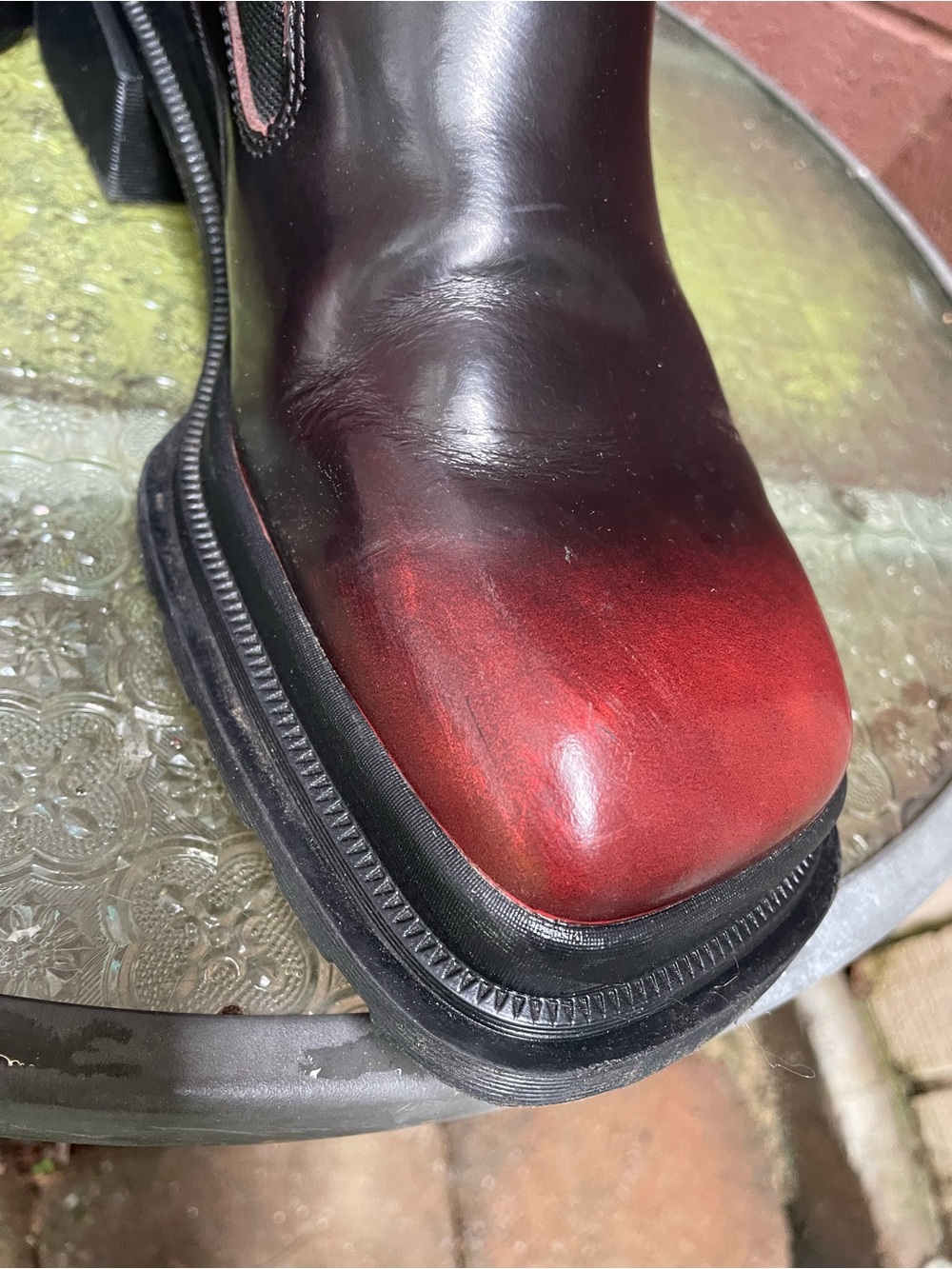Dr Martens Maybole Square Toe Platform Chelsea Boots 9 Black / Cherry Red - Picture 10 of 14